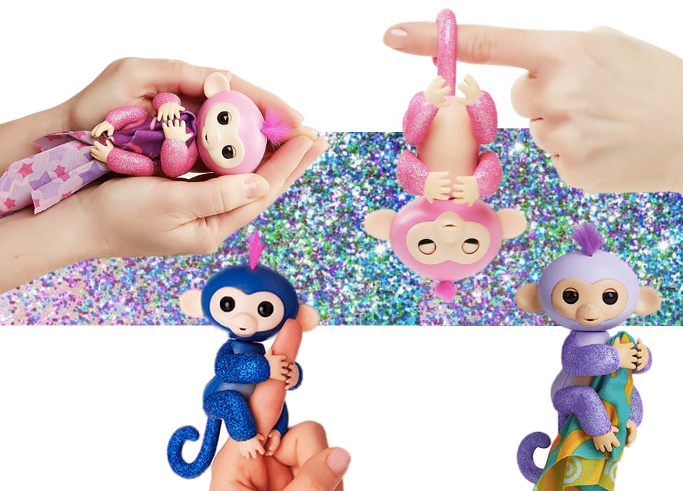New Fingerlings Glitter Monkeys with Blanket from Amazon 2017 - Where to Buy Glitter Fingerlings in Pink, Purple, Blue, White 2018