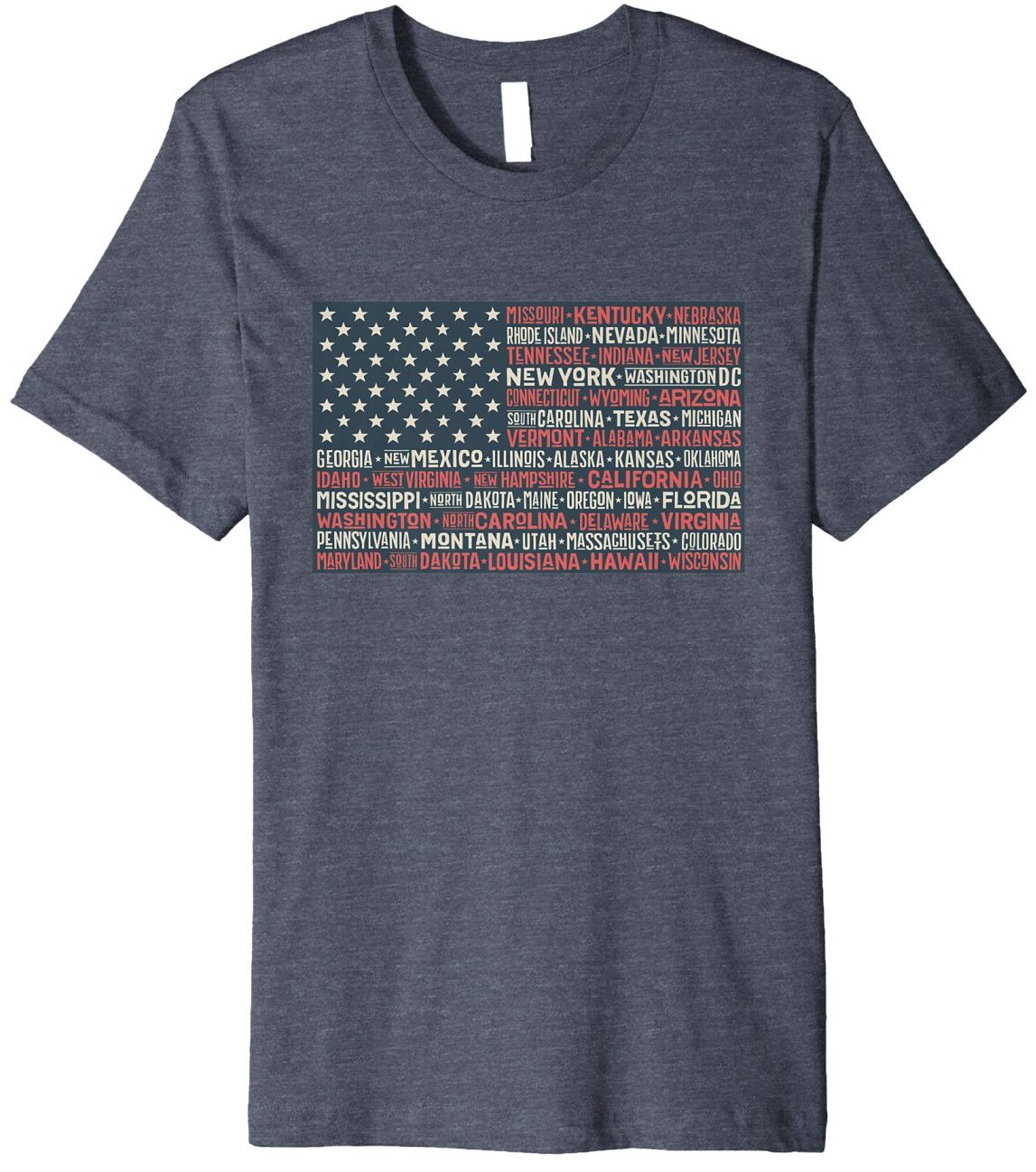 Funny Patriotic American T-Shirts 2018: American Flag with States Shirt for Fourth of July